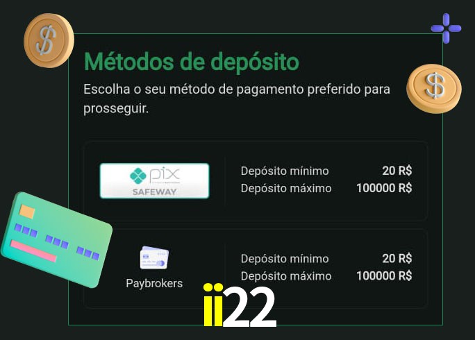 O cassino ii22 oferece uma grande variedade de métodos de pagamento